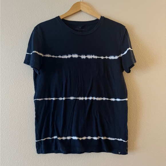 American Eagle Outfitters Blue and White Tie-Dye Short Sleeve Tee - Picture 1 of 3